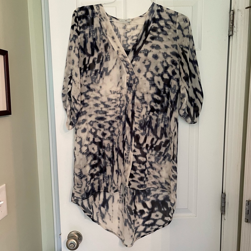 Blue & indigo tie dye chiffon high low top